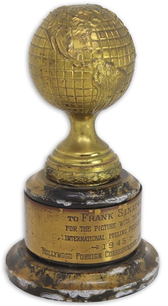 Frank Sinatra 1945 Golden Globe Award for ''The House I Live In'' That Promoted Jewish Tolerance -- The Only Major Award Won by Frank Sinatra to Appear at Auction